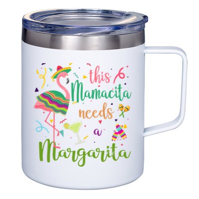 This Mamacita Needs A Margarita Fiesta Flamingo 12oz Stainless Steel Coffee Mug