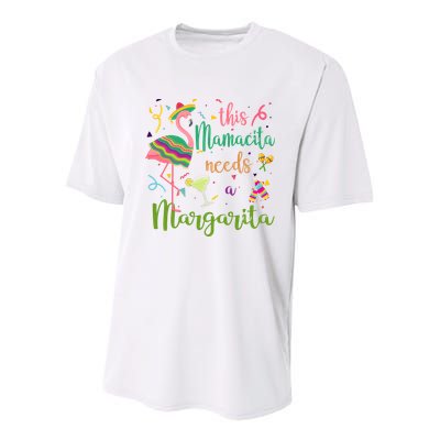 This Mamacita Needs A Margarita Fiesta Flamingo Youth Performance Sprint T-Shirt