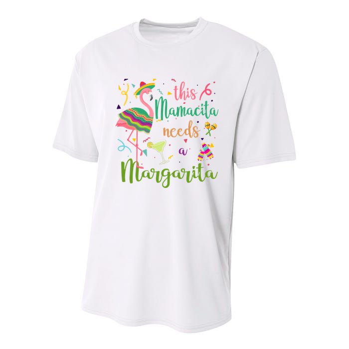 This Mamacita Needs A Margarita Fiesta Flamingo Youth Performance Sprint T-Shirt