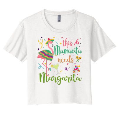 This Mamacita Needs A Margarita Fiesta Flamingo Women's Crop Top Tee