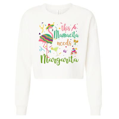 This Mamacita Needs A Margarita Fiesta Flamingo Cropped Pullover Crew