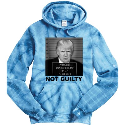 Trump Mugshot Not Guilty 4547 President Trump Arrest Tie Dye Hoodie