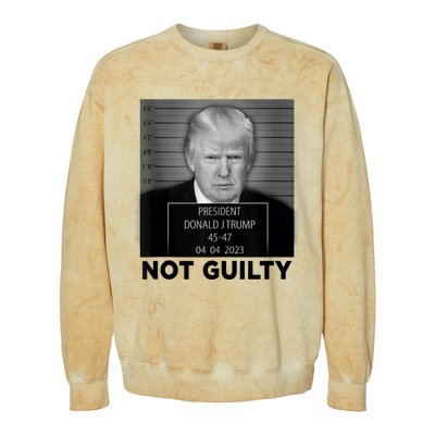 Trump Mugshot Not Guilty 4547 President Trump Arrest Colorblast Crewneck Sweatshirt