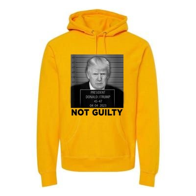 Trump Mugshot Not Guilty 4547 President Trump Arrest Premium Hoodie