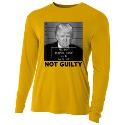 Trump Mugshot Not Guilty 4547 President Trump Arrest Cooling Performance Long Sleeve Crew