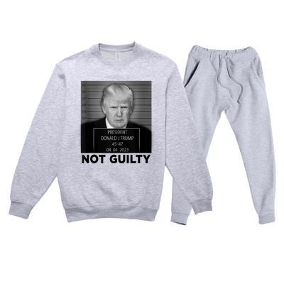 Trump Mugshot Not Guilty 4547 President Trump Arrest Premium Crewneck Sweatsuit Set