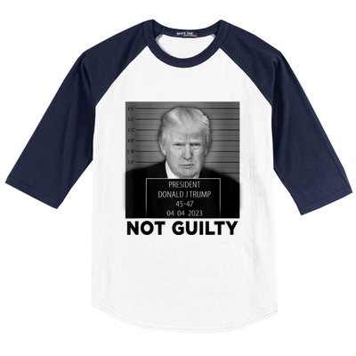 Trump Mugshot Not Guilty 4547 President Trump Arrest Baseball Sleeve Shirt