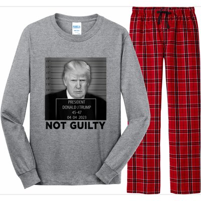 Trump Mugshot Not Guilty 4547 President Trump Arrest Long Sleeve Pajama Set