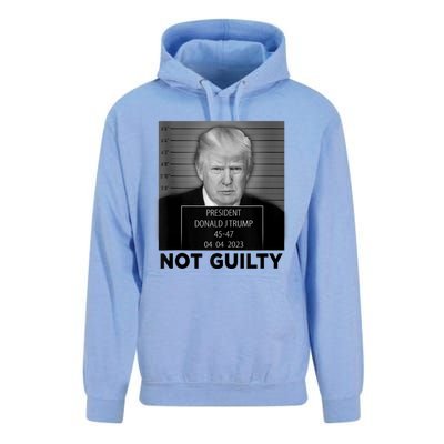 Trump Mugshot Not Guilty 4547 President Trump Arrest Unisex Surf Hoodie