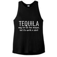 Tequila May Not Be The Answer, But Its Wirth A Shot Cinco De Mayo Ladies PosiCharge Tri-Blend Wicking Tank