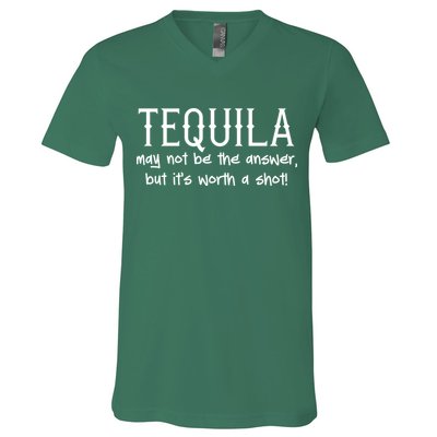 Tequila May Not Be The Answer, But Its Wirth A Shot Cinco De Mayo V-Neck T-Shirt