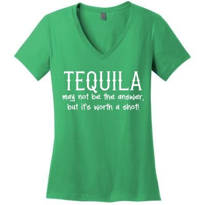 Tequila May Not Be The Answer, But Its Wirth A Shot Cinco De Mayo Women's V-Neck T-Shirt