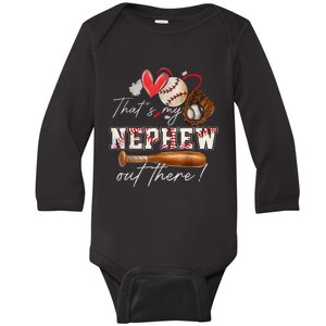 That's My Nephew Out There Baseball Aunt Auntie Mothers Day Baby Long Sleeve Bodysuit