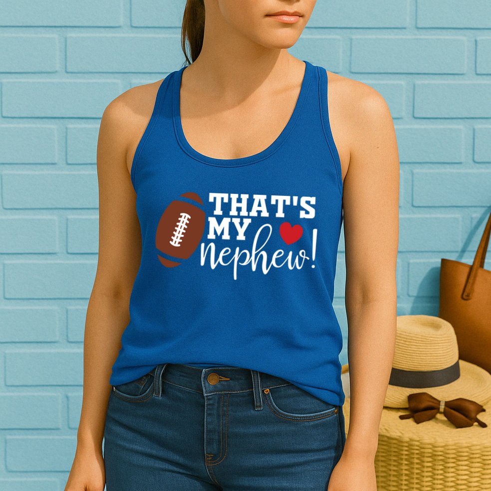 Thats My Nephew Aunt Biggest Fan Football Game Day Cool Gift Womens Tank Top