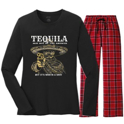 Tequila May Not Be The Answer But ItS Worth A Shot Women's Long Sleeve Flannel Pajama Set 