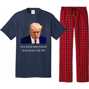 Trump Mugshot Never Surrender Funny Trump 2024 Pajama Set