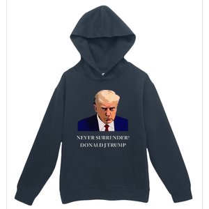 Trump Mugshot Never Surrender Funny Trump 2024 Urban Pullover Hoodie