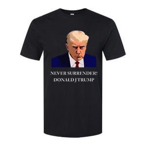 Trump Mugshot Never Surrender Funny Trump 2024 Softstyle CVC T-Shirt