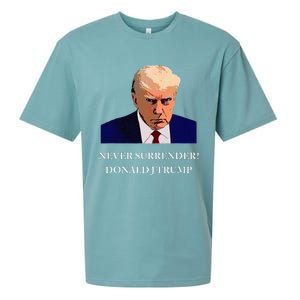 Trump Mugshot Never Surrender Funny Trump 2024 Sueded Cloud Jersey T-Shirt