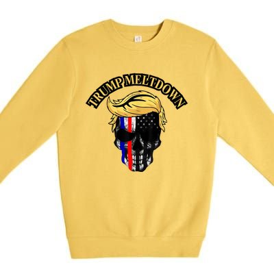 Trump Meltdown Notebook Skull Funny Gift For President Of Usa 2024 Premium Crewneck Sweatshirt