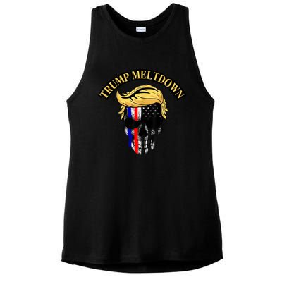 Trump Meltdown Notebook Skull Funny Gift For President Of Usa 2024 Ladies PosiCharge Tri-Blend Wicking Tank