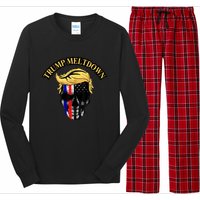 Trump Meltdown Notebook Skull Funny Gift For President Of Usa 2024 Long Sleeve Pajama Set