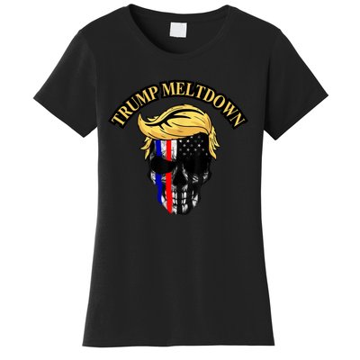 Trump Meltdown Notebook Skull Funny Gift For President Of Usa 2024 Women's T-Shirt