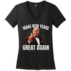 Trump Make New Year Great Again Happy New Years Eve Day 2025 Women's V-Neck T-Shirt