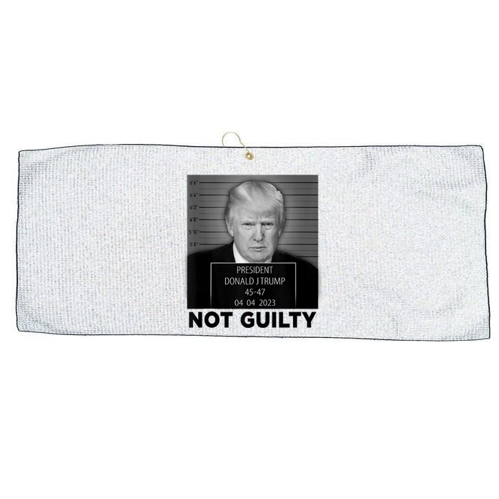 Trump Mugshot Not Guilty 45 47 President Trump Arrest Funny Large Microfiber Waffle Golf Towel