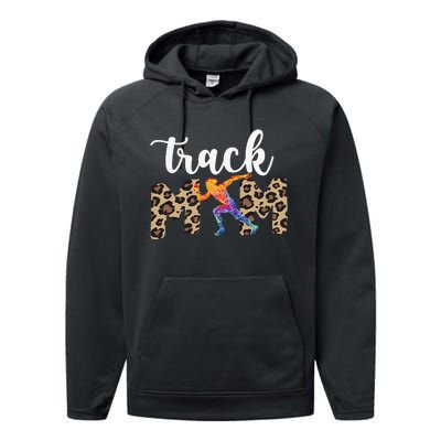 Track Mom Of A Track And Field Athlete Track Mama Performance Fleece Hoodie