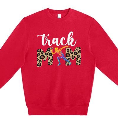 Track Mom Of A Track And Field Athlete Track Mama Premium Crewneck Sweatshirt