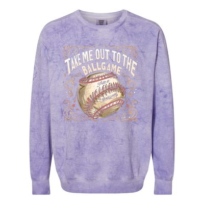 Take Me Out To The Ball Game Baseball Retro Colorblast Crewneck Sweatshirt