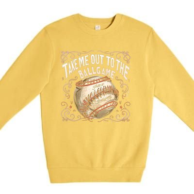 Take Me Out To The Ball Game Baseball Retro Premium Crewneck Sweatshirt