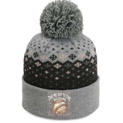 Take Me Out To The Ball Game Baseball Retro The Baniff Cuffed Pom Beanie