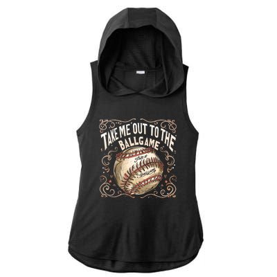 Take Me Out To The Ball Game Baseball Retro Ladies PosiCharge Tri-Blend Wicking Draft Hoodie Tank