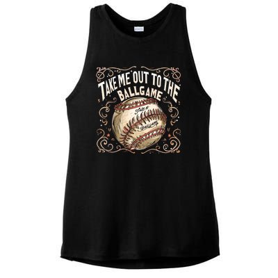 Take Me Out To The Ball Game Baseball Retro Ladies PosiCharge Tri-Blend Wicking Tank