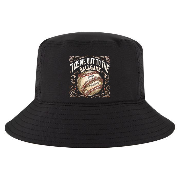 Take Me Out To The Ball Game Baseball Retro Cool Comfort Performance Bucket Hat