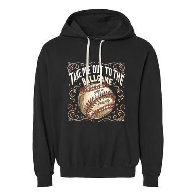 Take Me Out To The Ball Game Baseball Retro Garment-Dyed Fleece Hoodie