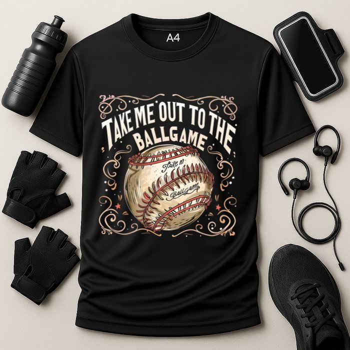 Take Me Out To The Ball Game Baseball Retro Performance Shirt
