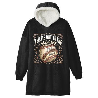 Take Me Out To The Ball Game Baseball Retro Hooded Wearable Blanket