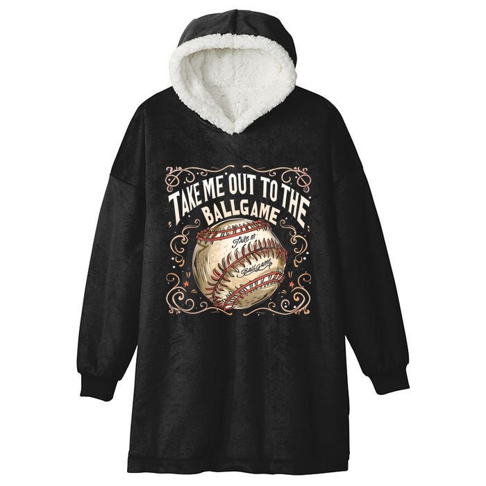 Take Me Out To The Ball Game Baseball Retro Hooded Wearable Blanket