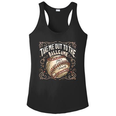 Take Me Out To The Ball Game Baseball Retro Ladies PosiCharge Competitor Racerback Tank