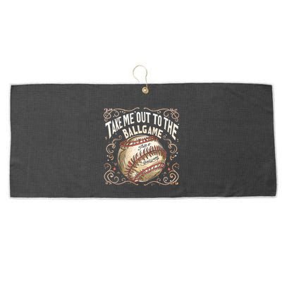 Take Me Out To The Ball Game Baseball Retro Large Microfiber Waffle Golf Towel
