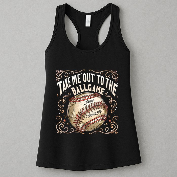 Take Me Out To The Ball Game Baseball Retro Womens Tank Top