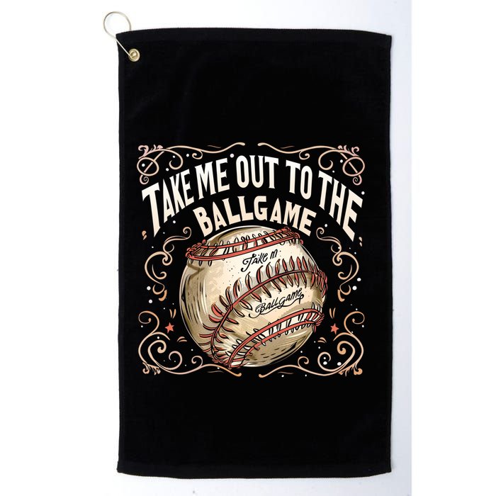 Take Me Out To The Ball Game Baseball Retro Golf Towel
