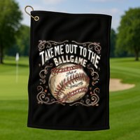 Take Me Out To The Ball Game Baseball Retro Golf Towel