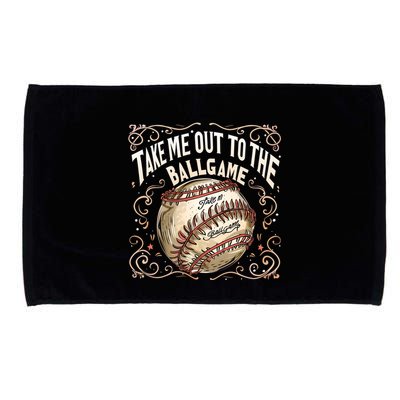 Take Me Out To The Ball Game Baseball Retro Microfiber Hand Towel