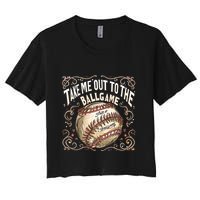 Take Me Out To The Ball Game Baseball Retro Crop Top