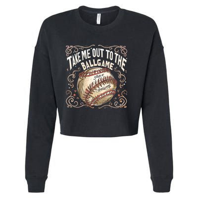 Take Me Out To The Ball Game Baseball Retro Cropped Pullover Crew