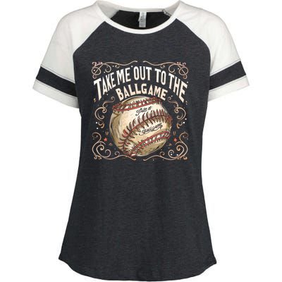 Take Me Out To The Ball Game Baseball Retro Enza Ladies Jersey Colorblock Tee